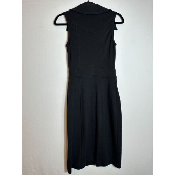 Vintage Cache Moto Black Midi Bodycon Zipper Dress Size 4 - Picture 3 of 6